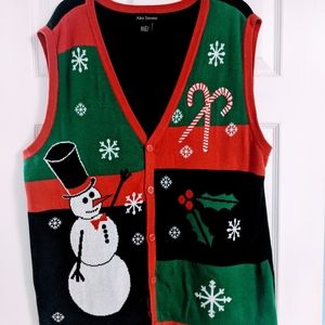 Alex Stevens Snowman Candy Cane Christmas Sweater Vest